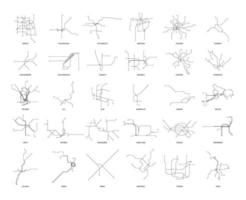 conjunto de mapas de metro lineales vector