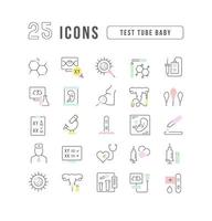 Set of linear icons of Test Tube Baby vector