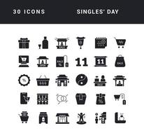 Set of simple icons of Singles Day vector