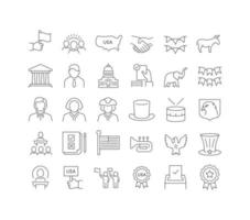 Set of linear icons of Presidents Day vector