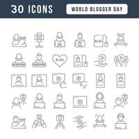 Vector Line Icons of World Blogger Day