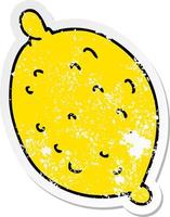 distressed sticker of a quirky hand drawn cartoon lemon vector