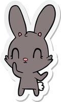 sticker of a cute cartoon rabbit vector