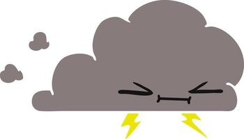 caricatura de una nube relámpago gruñona vector