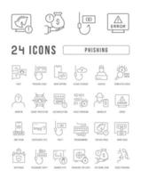 Set of linear icons of Phishing vector