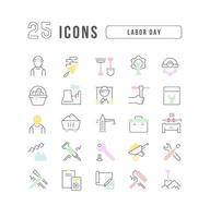 Set of linear icons of Labor Day vector