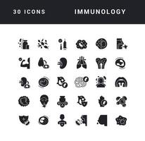 conjunto de iconos simples de inmunología vector