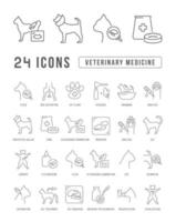 conjunto de iconos lineales de medicina veterinaria vector