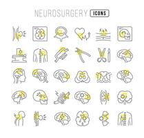 conjunto de iconos lineales de neurocirugía vector