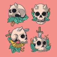 Realistic Skull With Floral vector