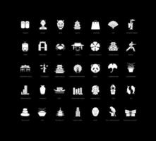 Set of simple icons of Osaka vector