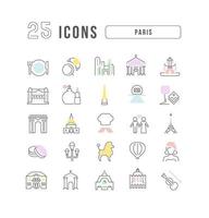 Set of linear icons of Paris vector