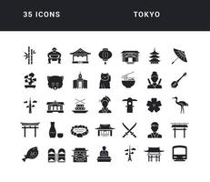 Set of simple icons of Tokyo vector