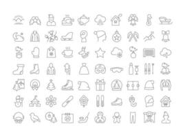 Set of linear icons of Winter vector