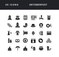 conjunto de iconos simples de oktoberfest vector