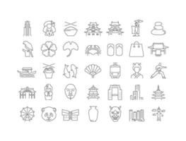 Set of linear icons of Osaka vector