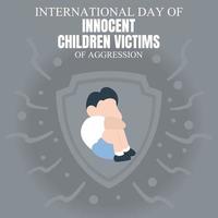 illustration vector graphic of little boy sitting scared, perfect for international day of innocent children victims of aggression, celebrate, greeting card, etc.