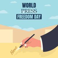 illustration vector graphic of hand writing using a pen, perfect for world press freedom day, celebrate, greeting card, etc.