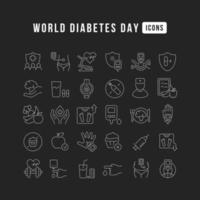 Vector Line Icons of World Diabetes Day