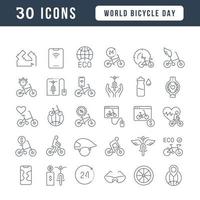 iconos de línea vectorial del día mundial de la bicicleta vector