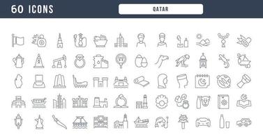 Set of linear icons of Qatar vector