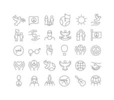 Set of linear icons of International Day of Peace vector