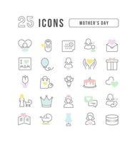 Set of linear icons of Mother's Day vector