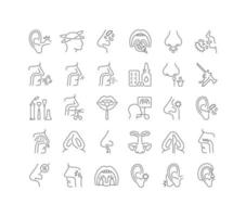 Set of linear icons of Otorhinolaryngology vector