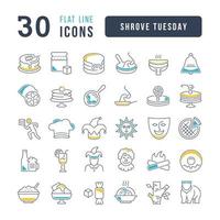 Set of linear icons of Shrove Tuesday vector