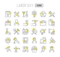 Set of linear icons of Labor Day vector