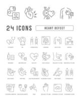 Set of linear icons of Heart Defect vector