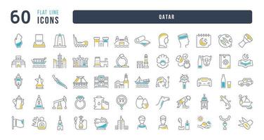 Set of linear icons of Qatar vector