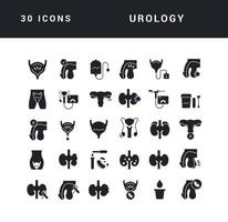 conjunto de iconos simples de urología vector