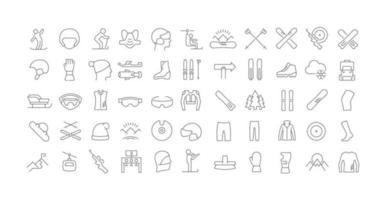 Set of linear icons of Ski Sport vector