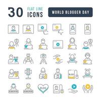 Vector Line Icons of World Blogger Day