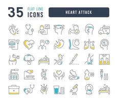 Set of linear icons of Heart Attack vector