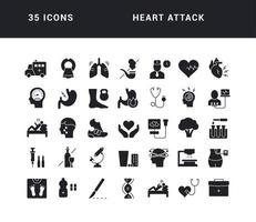 conjunto de iconos simples de ataque al corazón vector