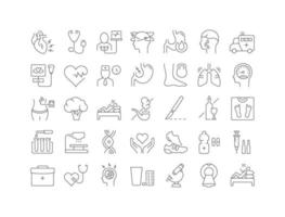 Set of linear icons of Heart Attack vector