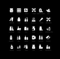 conjunto de iconos simples de farmacología y drogas vector