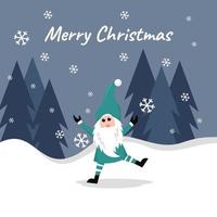 illustration vector graphic of a santa claus dancing in the snow, perfect for religion, holiday, culture, christmas, greeting card, etc.