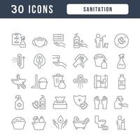 conjunto de iconos lineales de saneamiento vector
