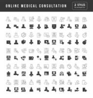 Set of simple icons of Online Medical Consultation vector