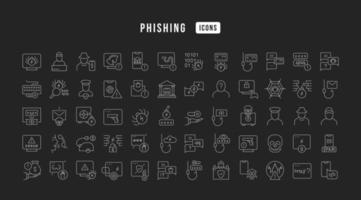 Set of linear icons of Phishing vector