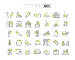 Set of linear icons of Podgorica vector