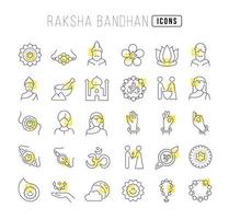 Set of linear icons of Raksha Bandhan vector