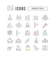 Vector Line Icons of Scarlet Sails