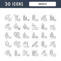 Set of linear icons of Groats vector