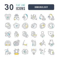 conjunto de iconos lineales de inmunología vector