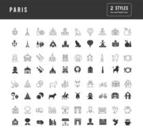 conjunto de iconos simples de París vector