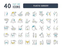 conjunto de iconos lineales de cirugía plástica vector